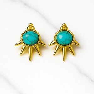 KC Chic Designs Gold and Blue Geometric Stud Earrings